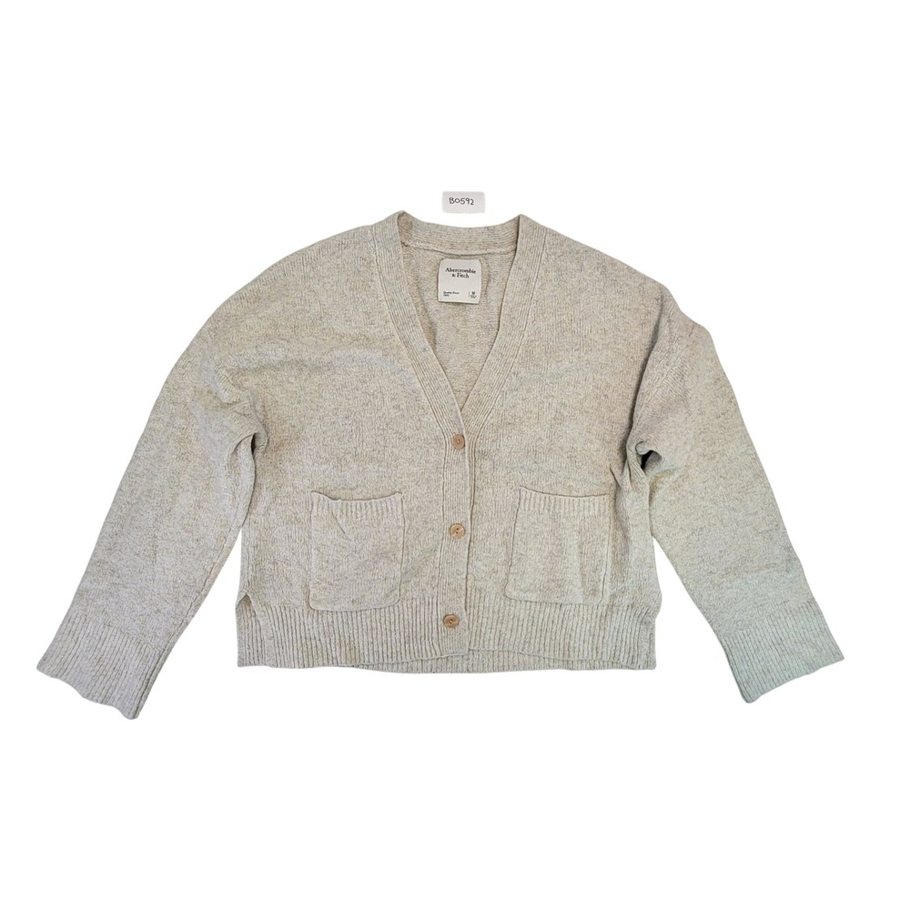 Abercrombie Fitch Knit Cardigan Sweater Light Beige Button Front Pockets‎ M